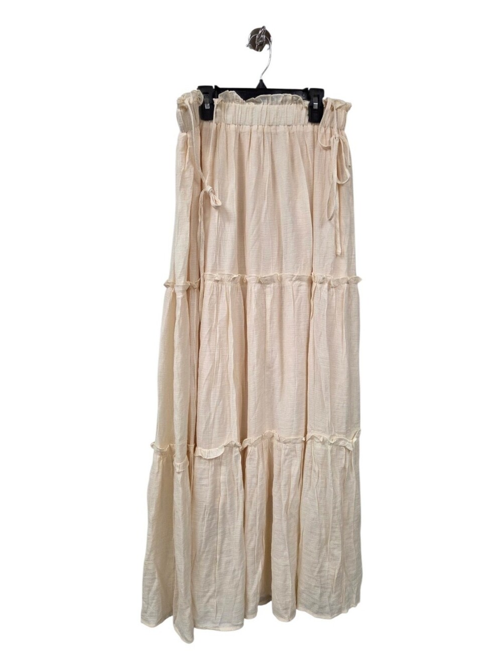 Reverof Women's Cream Tiered Maxi Skirt